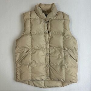 Lands’ End Women’s Oversized Goose Down Puffer Vest Tan Size Small